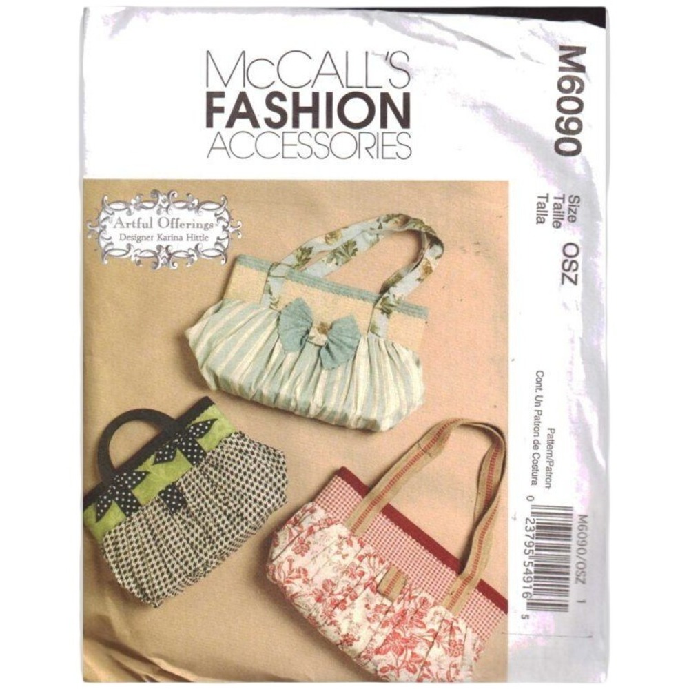 McCall's M6090 Bag Purses Sewing Pattern Artful Offerings Pleated Totes